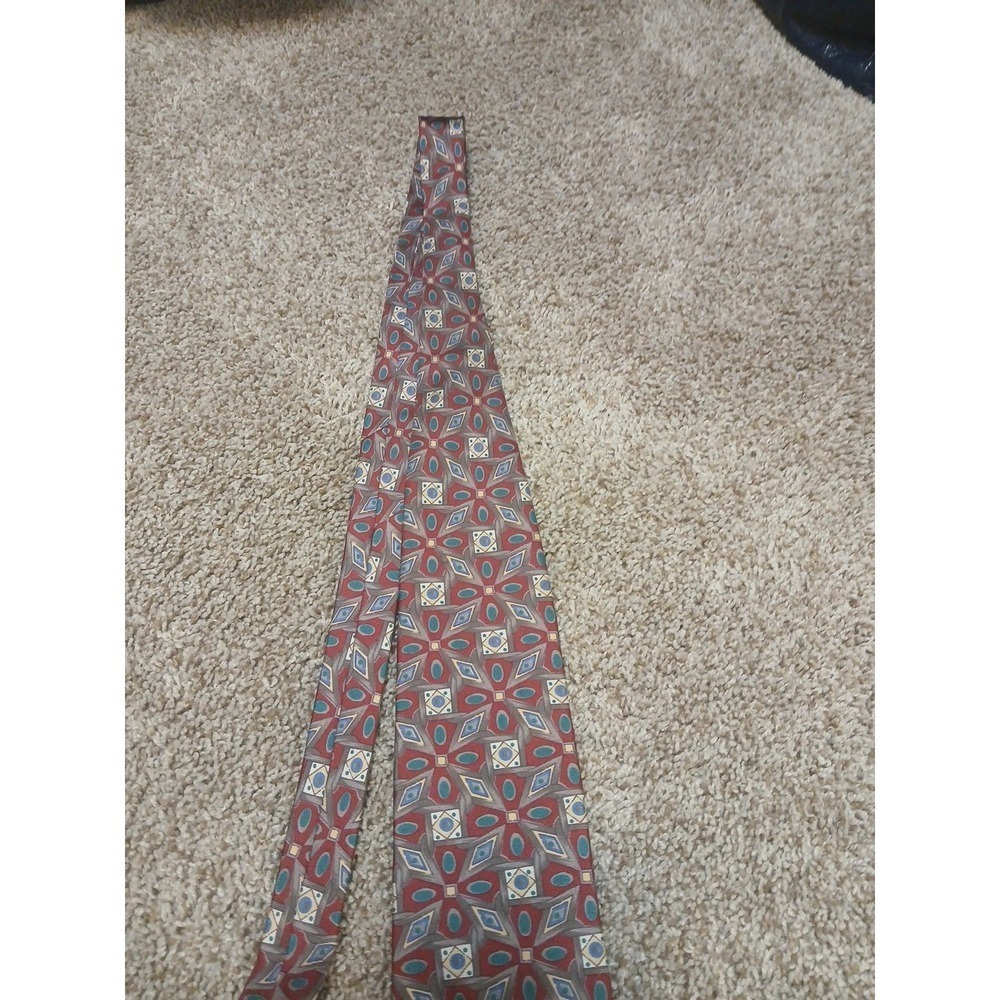 Christian Dior Silk Red Pattern Mens Neck Tie